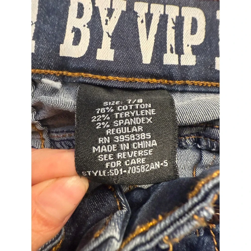 Street‎ Denim by VIP Jeans Dark Wash Distressed Skinny Jeans Women Size 7 8